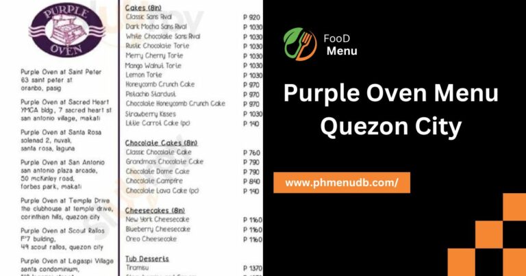 Purple Oven Menu Quezon City – Updated Prices For 2024!