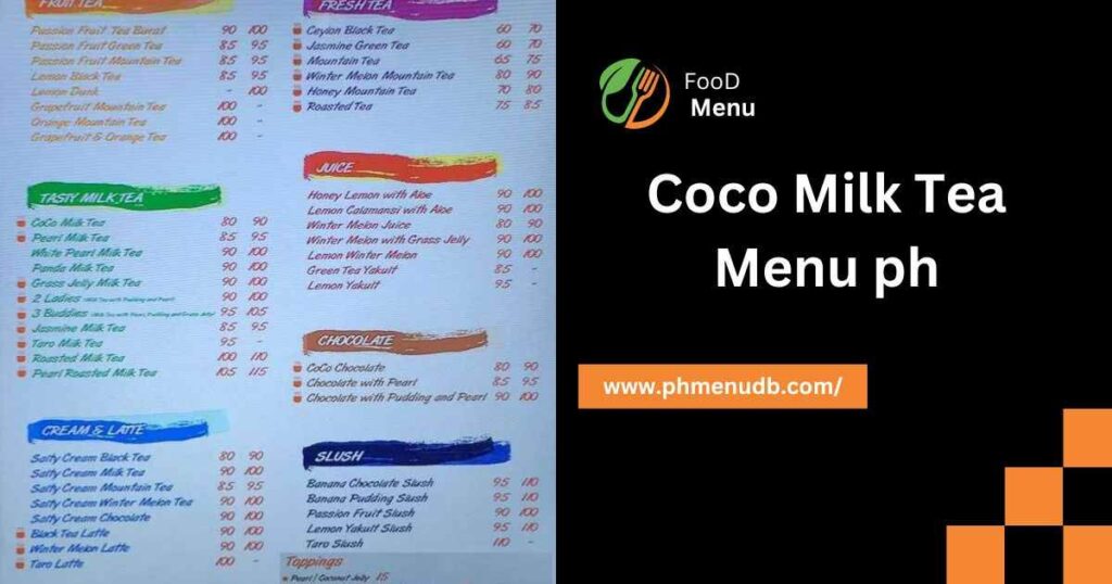 Coco Milk Tea Menu Ph In 2024