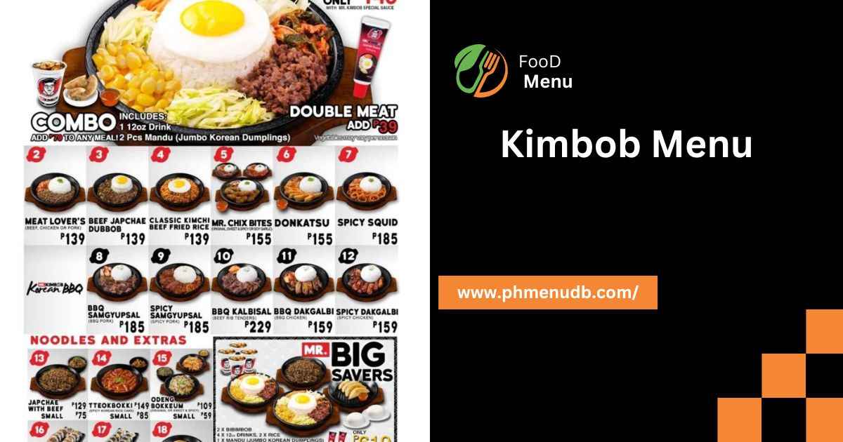 Kimbob Menu – 2024 For The Philippines! - PhMenudb